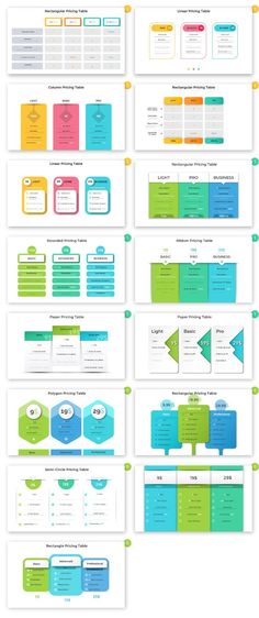 a bunch of different types of papers on top of each other, with the same color scheme