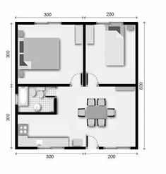 the floor plan for a two bedroom apartment with an attached kitchen and living room area