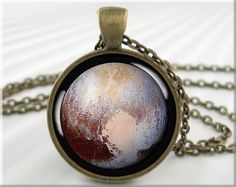 a necklace with an image of the planet on it