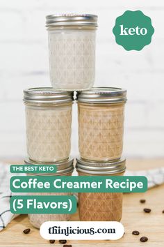 coffee creamer recipe for 5 flavors with text overlay that reads the best keto coffee creamer recipe