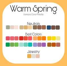 Sample palette for Warm Spring. Library Design Ideas, Library Video, Home Library Design Ideas