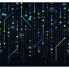 an image of a black background with blue and yellow lines in the shape of numbers