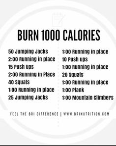 the workout plan for burn calories is shown in black and white, with an image of