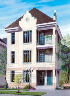 this is an artist's rendering of a two story apartment building