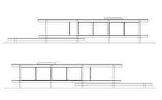 two drawings of the front and back sides of a building with windows on each side