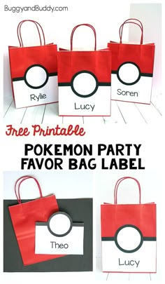 pokemon party favors with free printables for the kids to make them look like they are