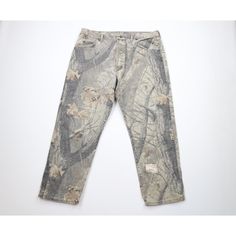 Vintage 90s Wrangler Mens 38x30 Distressed Hardwoods Camouflage Denim Jeans USA Mens Jeans Mended hole front bottom left leg. Thread bare both cuffs, front of legs, back top. Distressed and faded. USA made Mens size 38 (no tag, check measurements) Measurements are: 19 inches across the waist laid flat 30 inch inseam 40 inches from top to bottom 8.25 inch leg open Multicolor Cotton US Shipping is FREE, Canada is $15 and International is $24 Check out my other items in my store! PR132 Camouflage Jeans, Front Bottoms, Vintage Jeans, Cadillac, Camouflage, Vintage 90s, Mens Jeans, Denim Jeans, Bathing Beauties