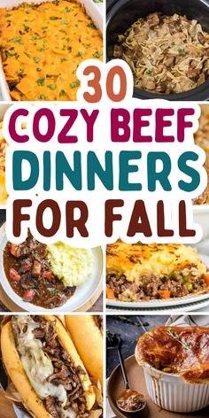 Easy beef comfort food dinner recipes for fall, including cozy casseroles for Sunday dinner, quick ground beef meals for busy weeknights, and healthy soups and stews for fall and winter. Dinner Sunday Meals, Yummy Cozy Dinners, Easy Dinner For A Lot Of People, Easy Homecooked Meals Dinners, Sunday Dinner With Ground Beef, Dinner Ideas For 9 People, Make Ahead Recipes Dinners, Weeknight Dinner Beef, Recipes To Make Him Fall In Love