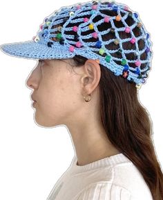 Spring Multicolor Beaded Hats, Casual Blue Trucker Hat For Festival, Casual Beaded Cap, Casual Beaded Cap Hat, Handmade Casual Trucker Hat For Summer, Baseball Cap, Knit Crochet, Urban Outfitters, Sign Up