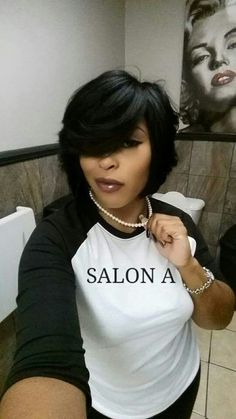 Quick Weave Styles, Feathered Bob, Bob Hair Styles, Short Black Hair, Quick Weaves, Black Hair Styles, Bob Cuts, Weave Styles