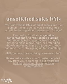 an advertisement with the words unsolicied sales dms