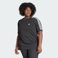 adidas Shop the 3-Stripes Tee (Plus Size) - Black at adidas.com/us! See all the styles and colors of 3-Stripes Tee (Plus Size) - Black at the official adidas online shop. Black Tees, Modest Outfit, Adidas Shop, Baby T Shirts, Women Lifestyle, Adidas Online, Striped Tee, Baby Tshirts, Modest Outfits