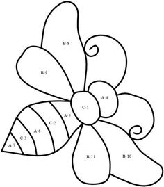 a drawing of a flower with the letters b and c on it