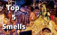 the top 5 smells for halloween is in front of an assortment of items