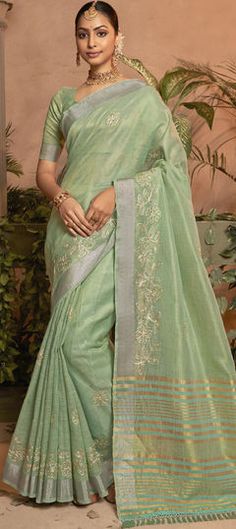 Green color Saree in Kota Doria Silk fabric with Gota Patti work Saree Colors, Indian Sarees Online, Wedding Saree Indian, Designer Sarees Online, Wedding Dress Trends, Silk Sarees Online, Traditional Sarees, Green Art