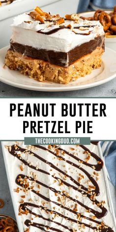 this peanut butter pretzel pie is the perfect dessert to serve