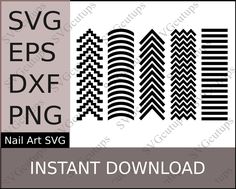 the svg files for nail art are available in several different sizes and colors, including black