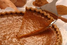 a close up of a pie on a table