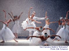 a group of ballerinas are dancing in the snow