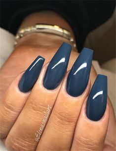 Acrylic Coffin Nails, Fall Acrylic, Acrylic Coffin, Blue Nail, Nails Fall, Acrylic Nails Coffin, Coffin Nails Designs