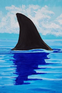 a painting of a shark fin in the water