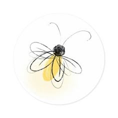 a drawing of a flower with black and yellow petals on it's back side