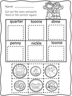 the worksheet for counting coins to be used as a printable activity sheet