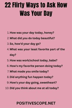 how was your day questions How About You, Romantic Chats, Flirty Texts For Him Crushes, Mad At Boyfriend, How To Be Flirty, Flirty Conversation Starters, Convo Ideas, Clever Pick Up Lines