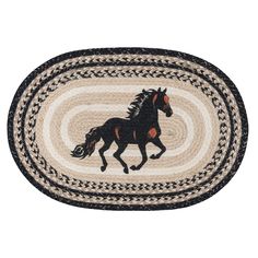 a rug with a horse running on it