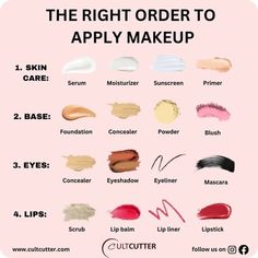 Order To Apply Makeup, Makeup Cantik, Simple Makeup Tips, Makeup Artist Tips, Makeup Help, Face Makeup Tips, Face Makeup Tutorial, Apply Makeup