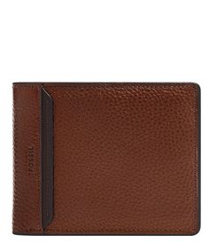 From Fossil&#x2C; this wallet features: (1) x bill compartment(2) x ID windows(2) x slide pockets(6) x credit card slotsApprox. 4.37" L x 0.75" W x 3.62" HInterior material of PVC/recycled polyesterExterior material of leatherImported. Fossil Wallets For Men, Dillard's, Medium Brown, Fashion Watches, Leather Wallet, Fossil, Card Holder, Credit Card, Mens Accessories