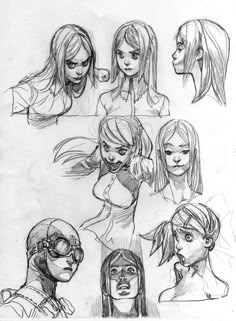 some sketches of people with different facial expressions