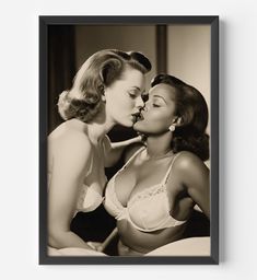 Add a touch of Hollywood glamour to your space with this stunning lesbian art print. Inspired by vintage aesthetics and sapphic love, this piece embodies a beautiful portrayal of interracial WLW romance. Featuring two women sharing a passionate kiss, this art print is the perfect addition to your collection of unique and meaningful decor. Elevate your space with this captivating Interracial Lesbian Art that celebrates love and diversity. Perfect for any art lover or supporter of LGBTQ+ representation. This print ships worldwide 🎵 NOTE:  This is my original art.   This print has a white border around the image for framing.  IMAGES SMALLER THAN 12 X 16 MAY Have CROPPING OF THE IMAGE TO ACCOMMODATE THE SMALLER SIZE.  FEEL FREE TO MESSAGE ME TO SEE THE FINAL CROP OF SMALLER PRINTS.   Framing Interracial Wlw, Wlw Kiss Art, Lesbian Art Print, Wlw Romance, Black Wlw, Meaningful Decor, Sapphic Art, Wlw Art, Vintage Hollywood Glamour