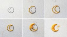 four pictures of different types of rings with thread on them, all in various sizes and shapes