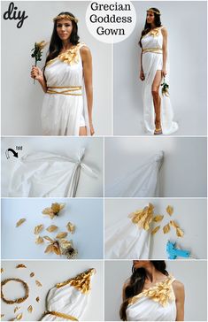 a collage of photos showing different types of clothing and accessories, including gold leaves