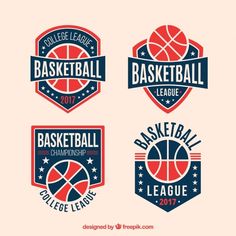 basketball league badges with different designs