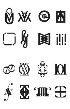 the different types of logos are shown in black and white, including one for each letter