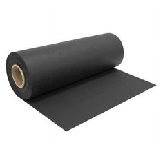 a roll of black felt on a white background with a rolled up piece of paper