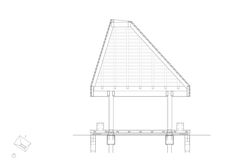 an architectural drawing of a triangular roof structure