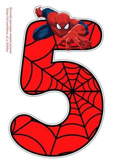 the number five with spiderman on it