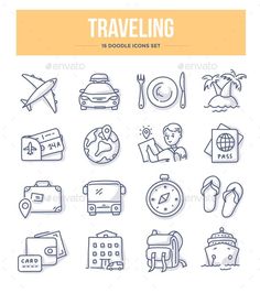 travel line icons set - web elements