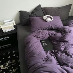 Royal Purple Jersey Knit Bedding Set Dark Purple Comforter Sets, Full Bed Bedroom Ideas, Dark Purple Duvet Cover, Purple Bed Sheets Aesthetic, Purple Comforter Bedroom Ideas, Purple Bedding Aesthetic, Bedroom Ideas Purple And Grey, Cozy Purple Bedroom, Purple Rooms Bedroom