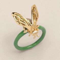 Reposhing This Item I Purchased From @Buddyjojo. Loved It, But Ready To Rotate For Something New. Questions? Leave A Comment Below! Bug Ring, Insect Ring, Fly Insect, Alexis Bittar Jewelry, Necklace Top, North South, Enamel Ring, Alexis Bittar, Green Enamel