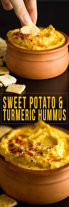 this is an image of sweet potato and turmeric hummus