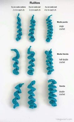 crochet stitches are shown in different sizes and shapes, including the ends of each stitch