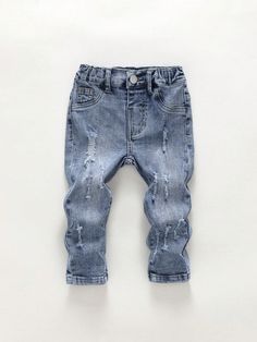 Baby Boys' Light Washed Blue Stretch Denim Pants With Distressed Detail Light Wash    Denim Plain Bottoms Medium Stretch  Baby Boys Clothing, size features are:Bust: ,Length: ,Sleeve Length: Boy Jeans Outfit, Baby Boy Jeans, Boy Jeans, Stretch Denim Pants, Boys Fits, Boys Denim, Baby Pants, Boys Jeans, Light Wash Denim