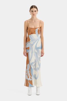 Sorrento Slip Dress Painted Silk Dress, Sir The Label Dresses, Resort Clothes, Printed Slip Dress, Zara Slip Dress, Holiday Outfit Ideas, Printed Silk Dress, Resort Dress, 2024 Dresses