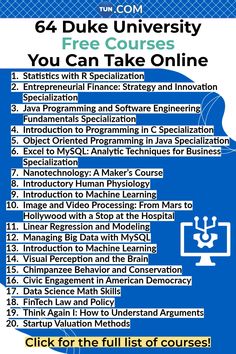 the poster for duke university's free courses you can take online