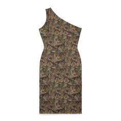 Camo one shoulder dress made of soft and lightweight polyester with spandex, giving a unique and elegant style. The vibrant colors and knee length make it perfect for casual wear or special occasions. Ideal for those who love bold and trendy fashion. Relevant for holidays, parties, and outings. Product features - 95% polyester, 5% spandex for comfort - One shoulder strap for a stylish look - Vibrant colors for a bold design - White zipper for a seamless finish - Fitted silhouette for a flattering fit Care instructions - Do not dryclean - Iron, steam or dry: medium heat - Line dry - Do not bleach - Machine wash: warm (max 40C or 105F), gentle cycle Military Style Dress, Camouflage Dress, Military Style, Fitted Silhouette, Bold Design, Camo Print, Dress Summer, Military Fashion, Dress Clothes For Women