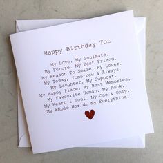 a birthday card with a heart on it